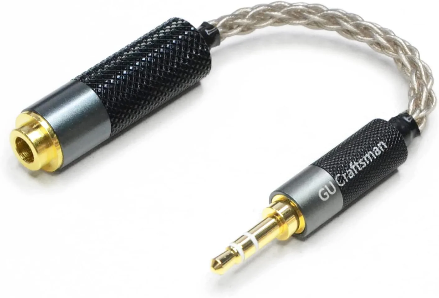 کابل تبدیل استریو نر 3.5 میلی‌متری به بالانس مادگی 4.4 میلی‌متری GUCraftsman، کابل مبدل جک هدفون نقره تک کریستال 6N برای پخش‌کننده‌های صوتی با پورت 3.5 میلی‌متری