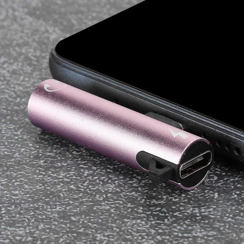 تبدیل Type C به USB C و آداپتور صوتی 3.5 میلی متری، 2 عدد تبدیل کننده USB-C به جک هدفون و درگاه شارژ ماده C، اسپلیتر USB C زاویه دار برای تلفن و تبلت