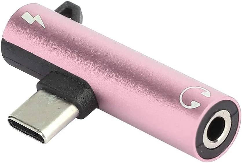 تبدیل Type C به USB C و آداپتور صوتی 3.5 میلی متری، 2 عدد تبدیل کننده USB-C به جک هدفون و درگاه شارژ ماده C، اسپلیتر USB C زاویه دار برای تلفن و تبلت