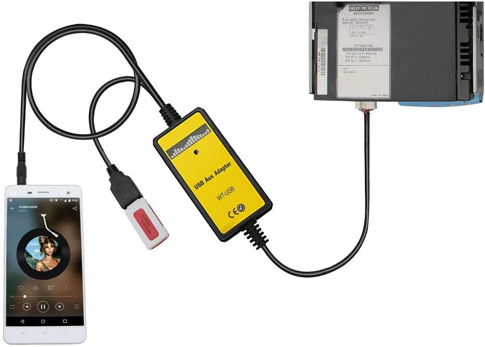 آداپتور AUX، آداپتور USB AUX ورودی استریو خودرو مبدل CD دیجیتال رابط AUX 3.5 میلی متری برای هوندا 2.4 2003-2011 آکورد 2002-2011 سیتی 2005-2011 CRV 2006-2011 سیویک 2005-2011 اودیسه 2002-2011 فیت