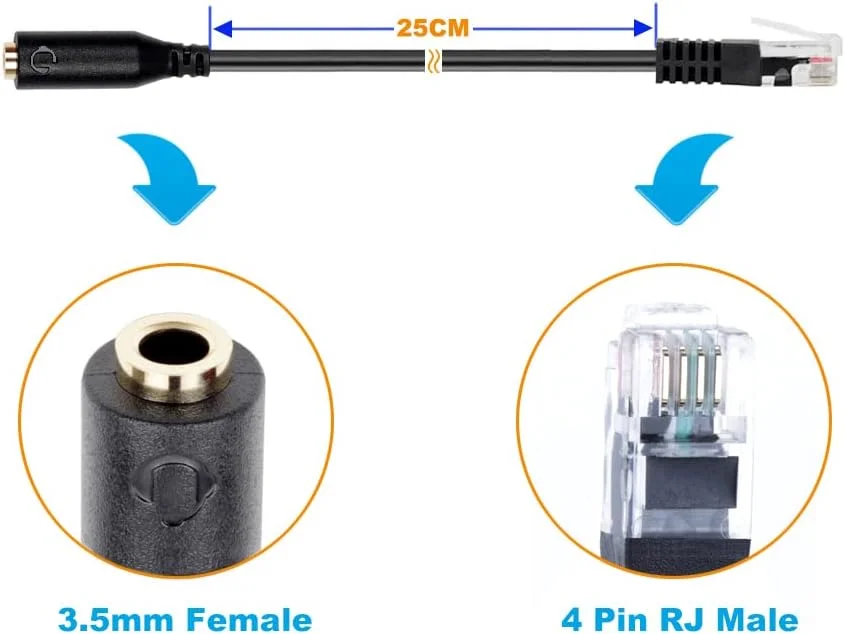 کابل آداپتور هدست VoiceJoy، تبدیل هدست گوشی هوشمند 3.5 میلی متری به آداپتور تلفن RJ9/RJ10 فقط برای تلفن های سری Cisco 7940 7970 7960 00 8900