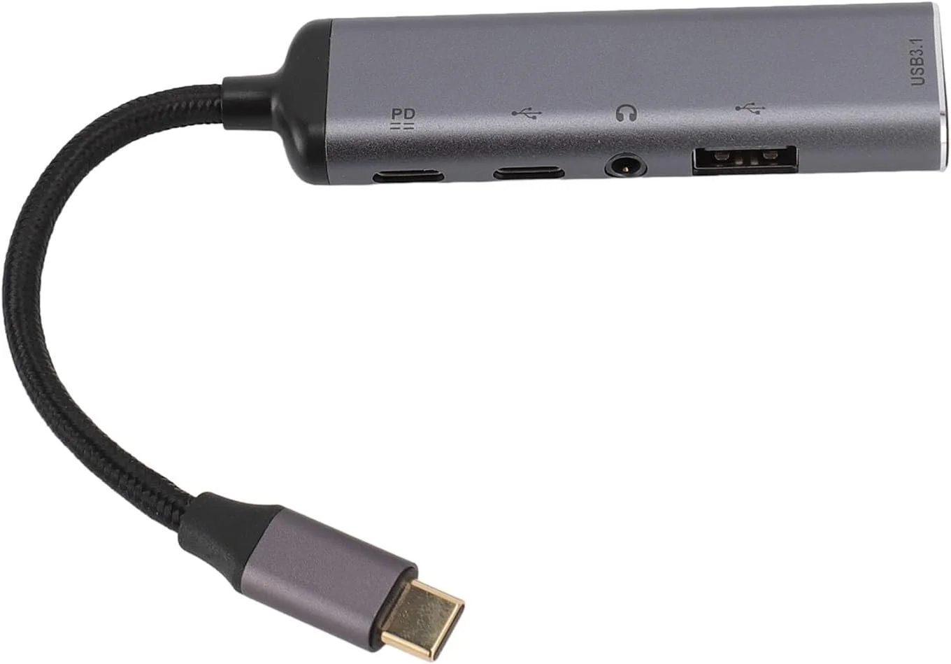 هاب USB C پنج در یک XUMIUZIY، آداپتور چند پورت اترنت USB C با جک هدفون 3.5 میلی متری، اسپلیتر USB C برای تلفن های همراه، لپ تاپ ها، رایانه های شخصی، تبلت ها و غیره