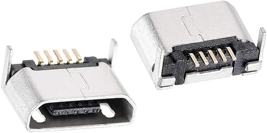 TA-VIGOR بسته 10 عددی کانکتور مادگی میکرو USB، آداپتور جایگزین پورت جک 5 پین 180 درجه برای لحیم کاری تلفن