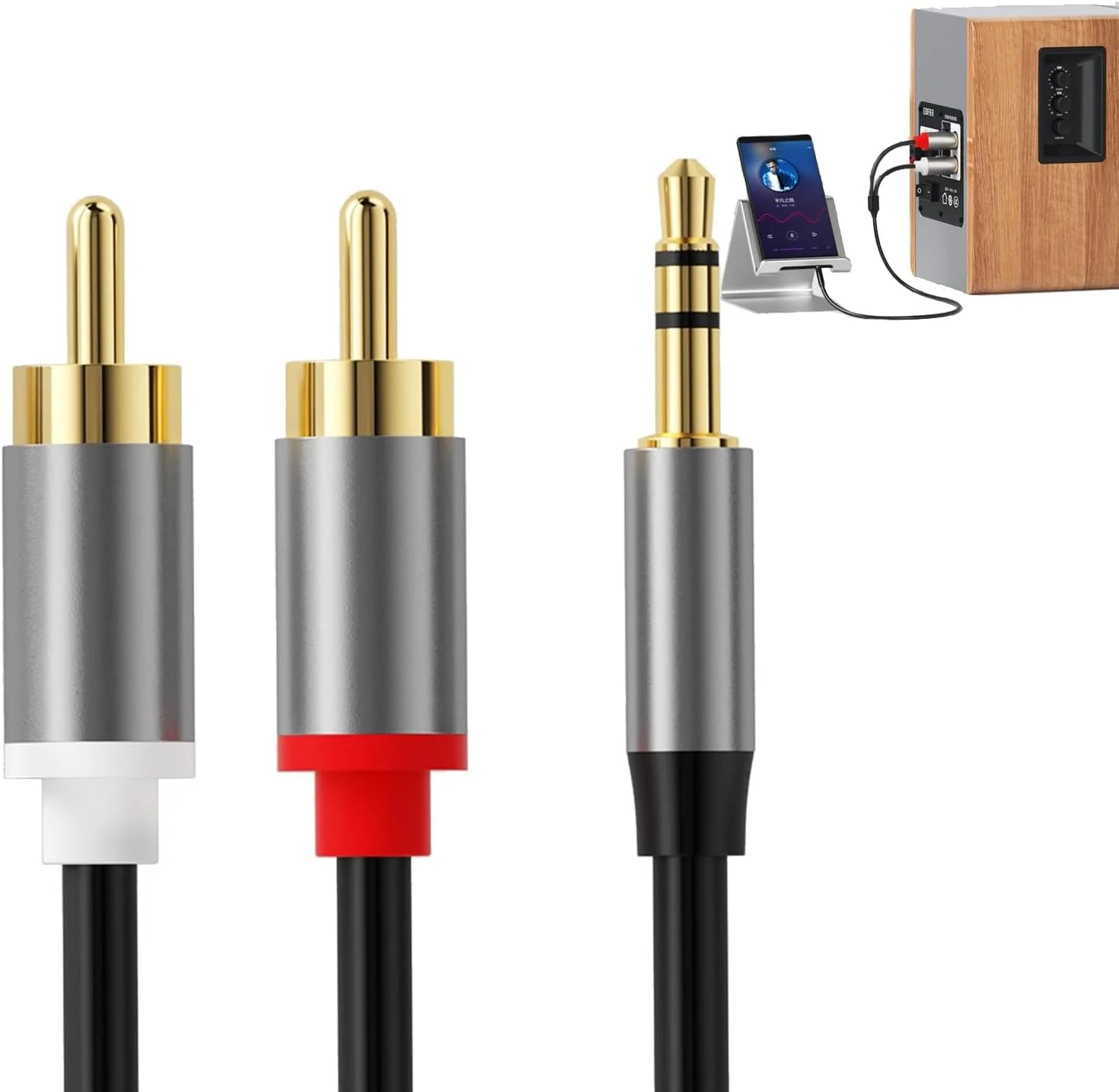 کابل آداپتور صوتی 3.5 میلی متری SYOSI به طول 2 متر - تقسیم کننده چند منظوره جک هدفون برای تلفن، بلندگو، تبلت، MP3، HDTV