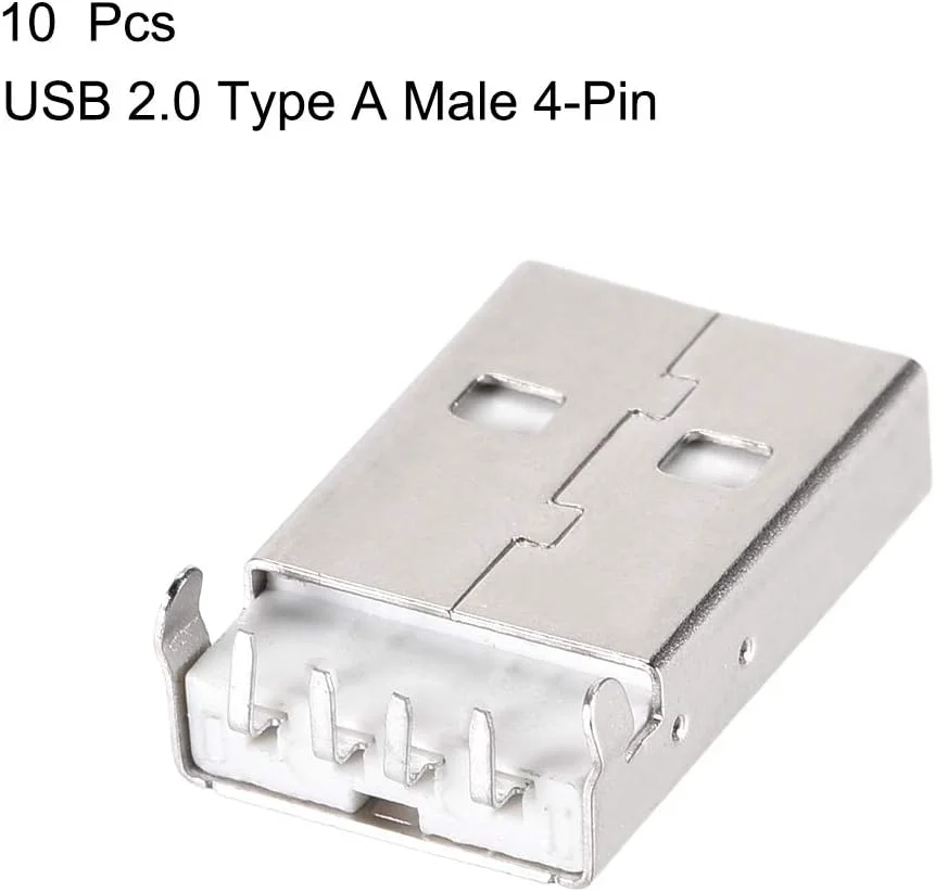 یوایکسل 10 عدد کانکتور مادگی USB 2.0 نوع A، پورت جک 4 پین DIP 90 درجه، آداپتور جایگزین تعمیر سفید