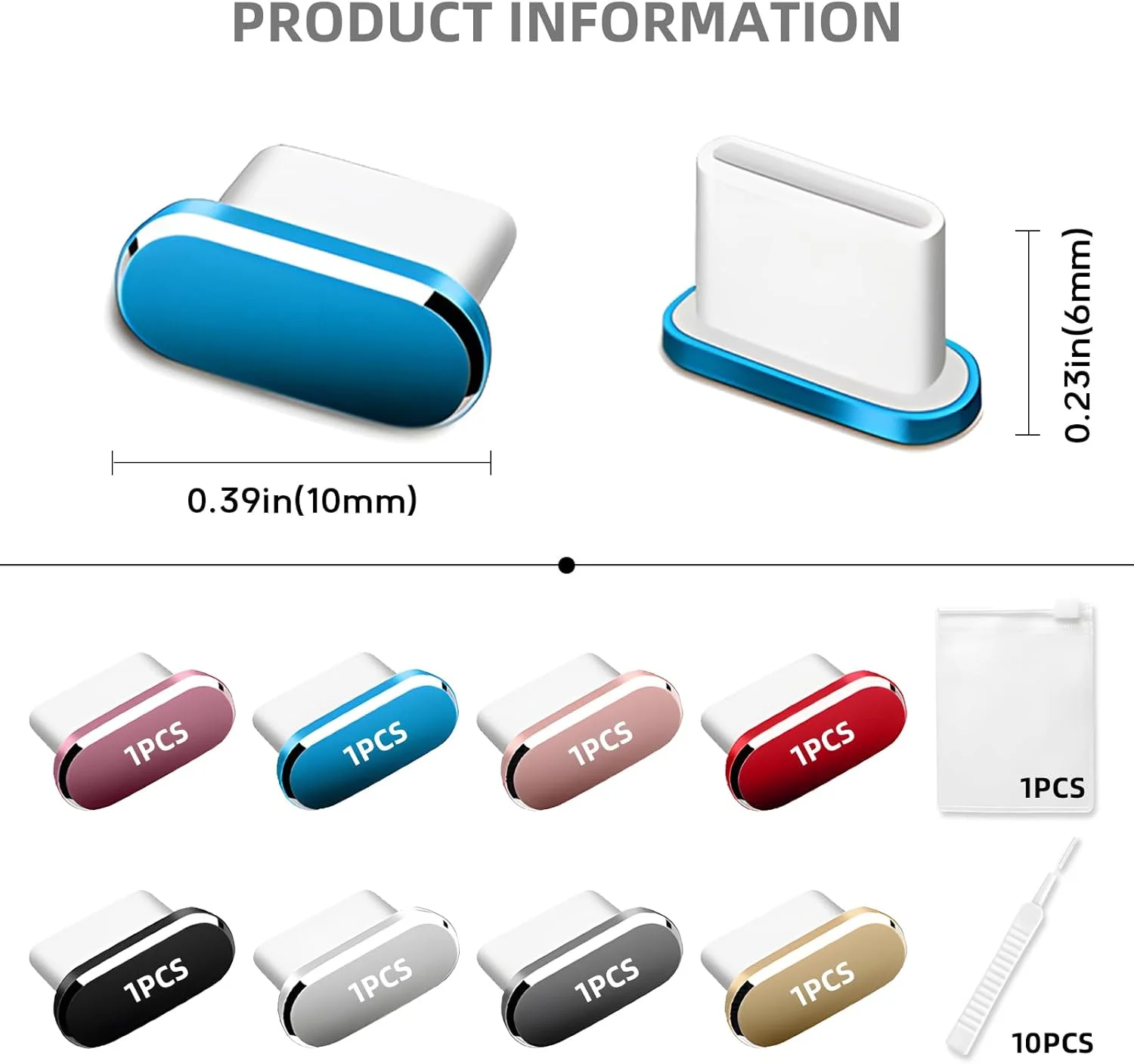 VEINARDYL 8 عدد درپوش ضد گرد و غبار Type C، محافظ پورت شارژ USB C به همراه 10 برس تمیز کننده، پوشش محافظ شارژر سازگار با Huawei، Xiaomi، OPPO، VIVO، Samsung