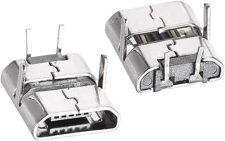 10 عدد کانکتور مادگی میکرو USB، آداپتور جایگزین پورت جک 90 درجه 2 پین برای تعمیرات تلفن همراه و لحیم کاری