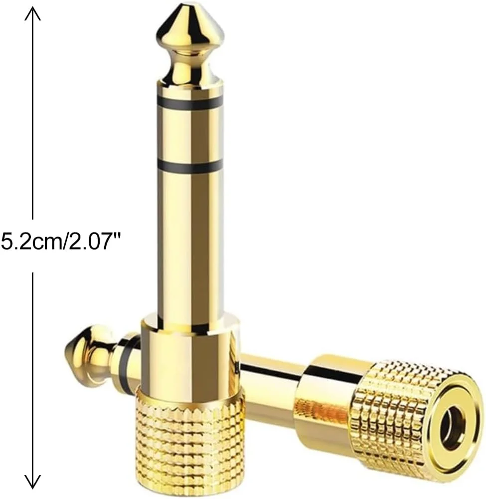 تبدیل 3.5 میلی‌متری استریو مادگی به 6.35 میلی‌متری نری (بسته 3 عددی)، روکش طلا، پلاگ AUX سه کنتاکت TRS