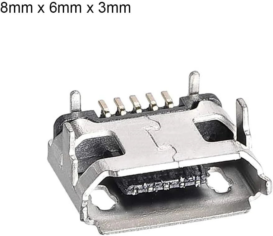 اتصال دهنده مادگی میکرو USB، 10 عددی، 5 پین، آداپتور جایگزین پورت جک 90 درجه برای تعمیرات USB گوشی موبایل