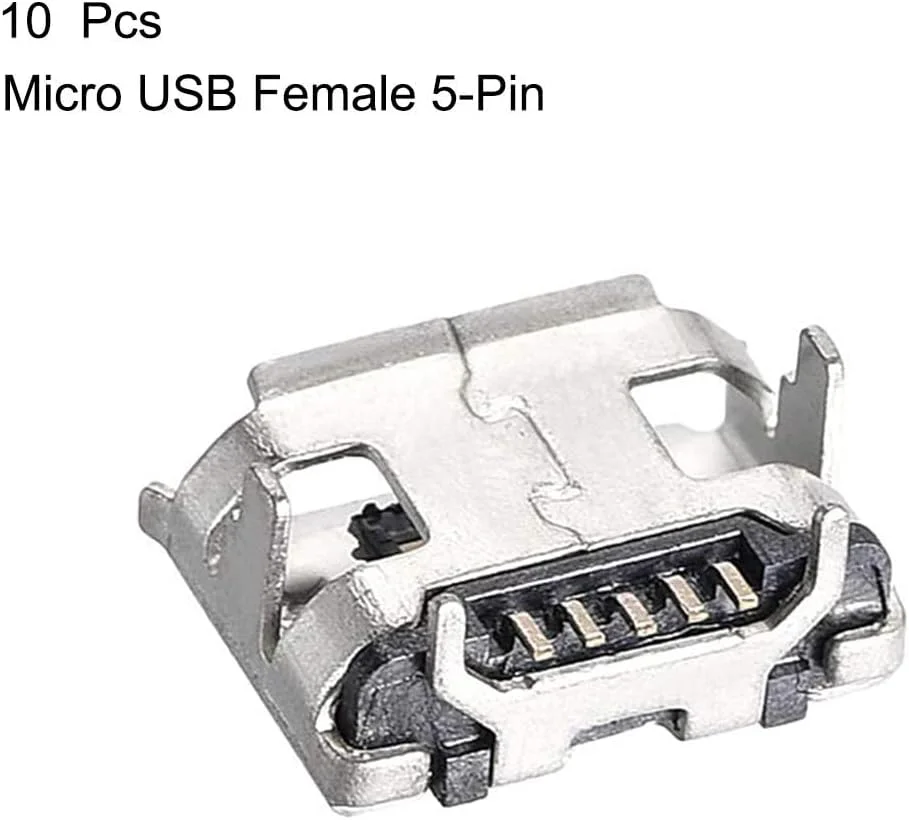 اتصال دهنده مادگی میکرو USB، 10 عددی، 5 پین، آداپتور جایگزین پورت جک 90 درجه برای تعمیرات USB گوشی موبایل