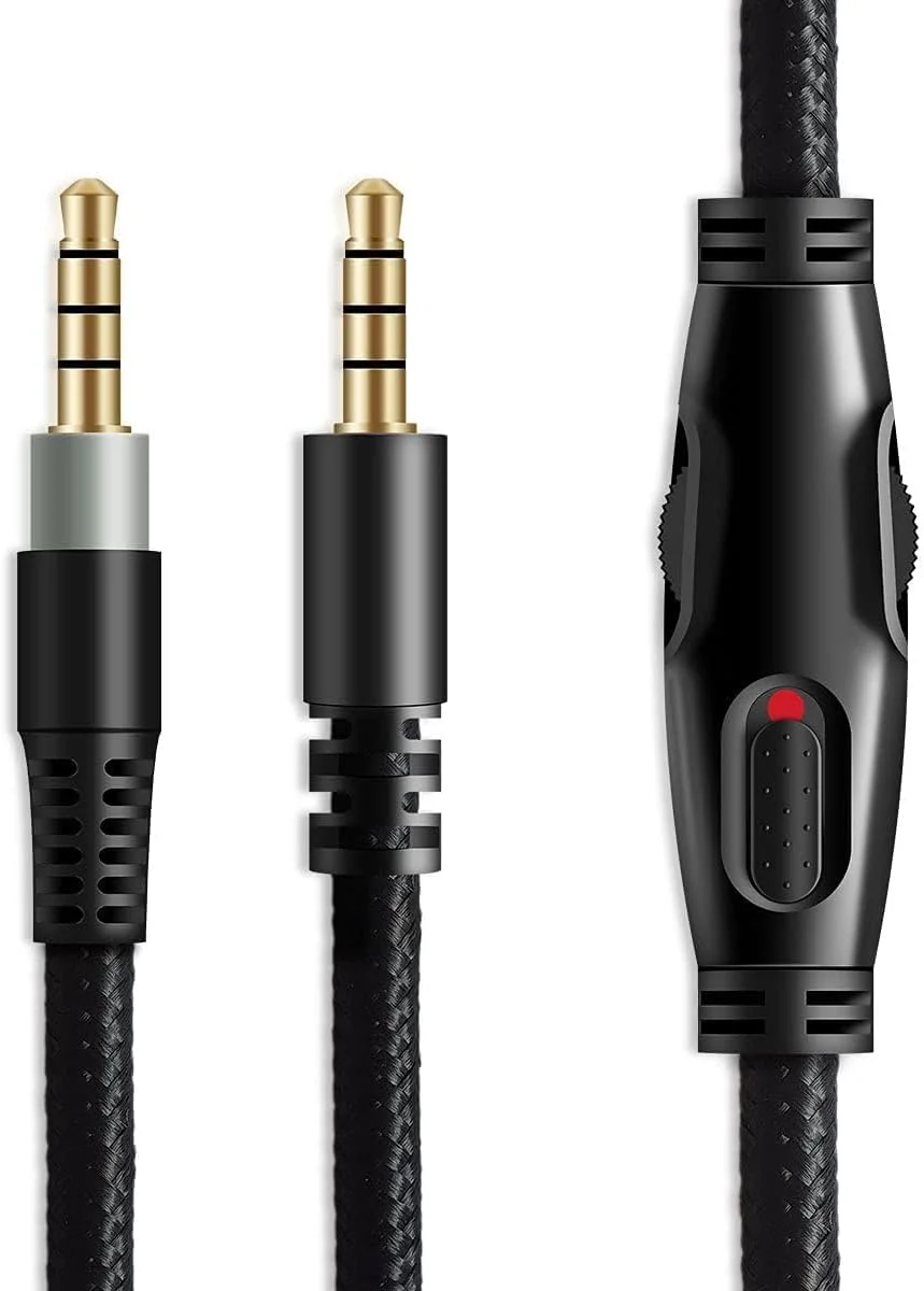 کابل صوتی AUX جایگزین 3.5 میلی‌متری، سازگار با هدست گیمینگ هایپر کلود و هایپر کلود آلفا، کابل صوتی نر به نر با کنترل صدا و قطع/وصل صدا (2 متر، بدون میکروفون)