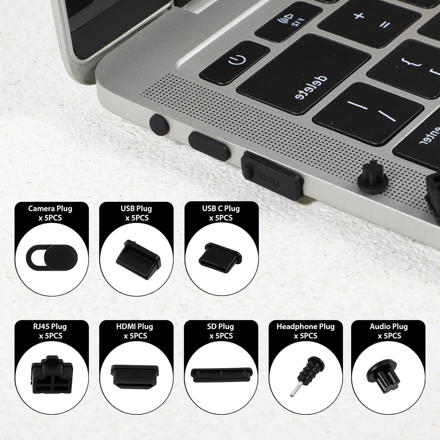 مجموعه ۴۰ عددی درپوش محافظ پورت HDMI، پوشش USB، محافظ گرد و غبار USB C، پوشش گوشی موبایل Type C، درپوش سیلیکونی برای RJ45، پورت SD، لپ تاپ، کامپیوتر، دوربین، جک هدفون و پورت صدا