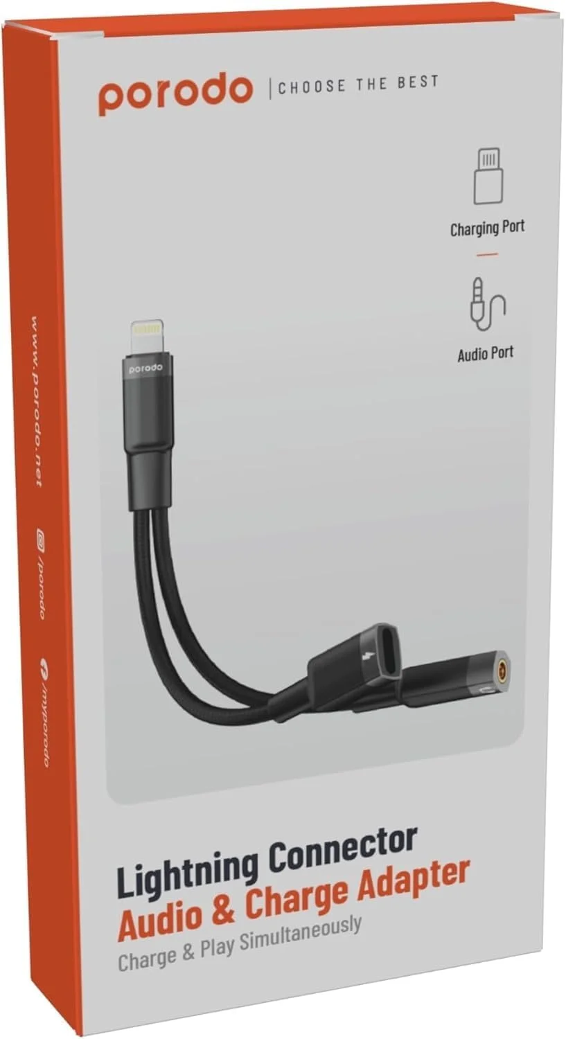 تبدیل لایتنینگ به لایتنینگ + جک 3.5 میلی‌متری هدفون و شارژ 2 در 1 پرودو