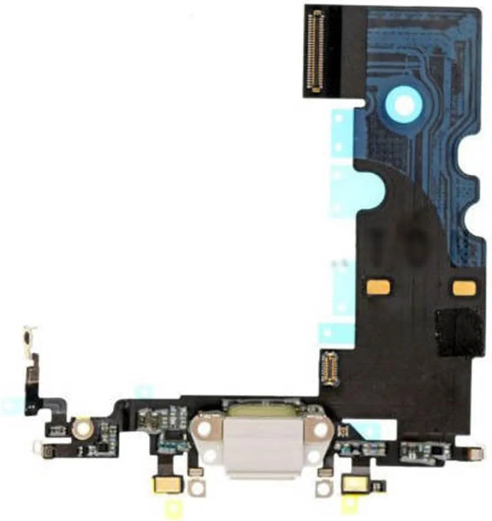 مجموعه پورت شارژ USB، اتصال دهنده داک، جک هدفون صدا و میکروفون جایگزین Mobofix برای آیفون 8 - نقره ای/خاکستری/سفید