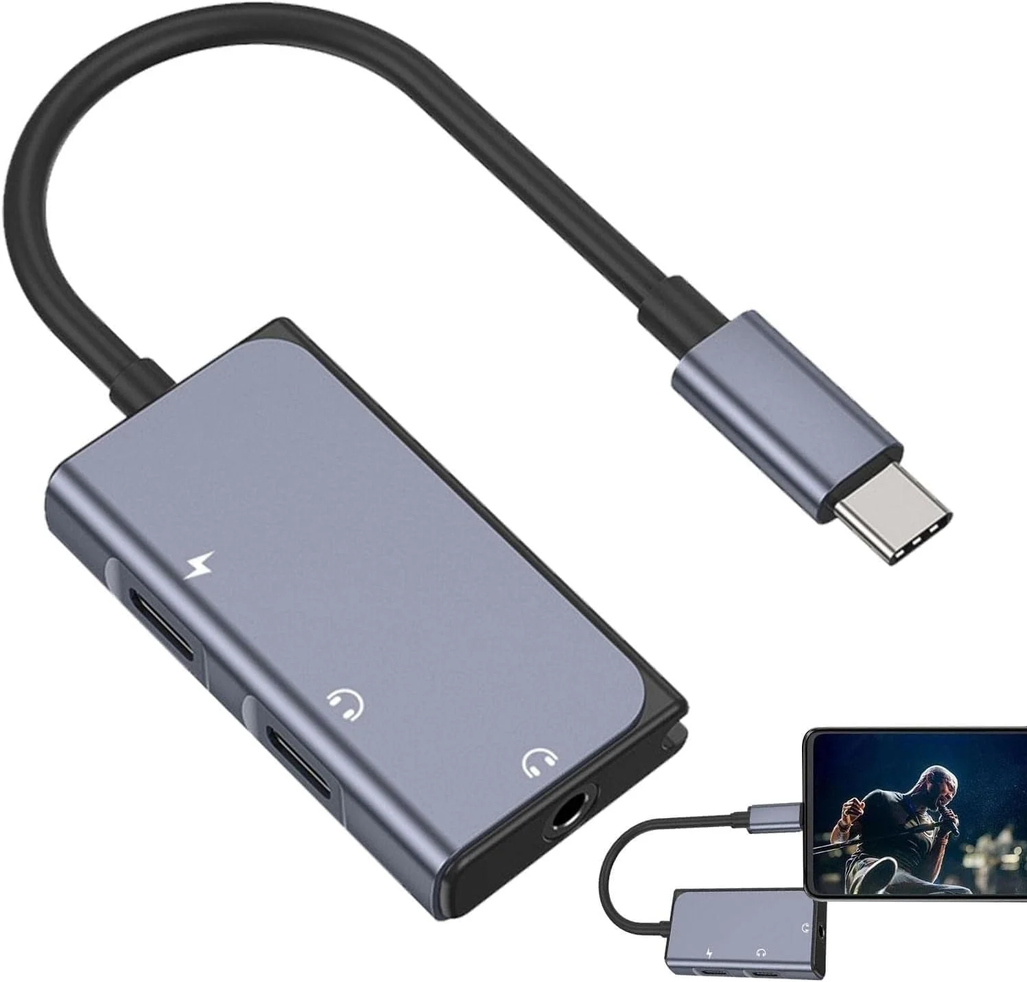 آداپتور هدفون و شارژر NALACAL، تبدیل Type C به جک صوتی 3.5 میلی متری و کابل دانگل شارژ سریع 3 در 1 برای تلفن های همراه، تبلت ها و لپ تاپ ها