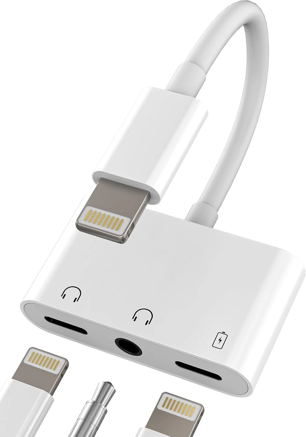 آداپتور لایتنینگ جک هدفون کابل AUX (3 در 1) لوازم جانبی شارژ صوتی 3.5 میلی متری برای Apple iPhone 14 iPad شارژر برای کابل هدفون و آداپتور دوگانه اسپلیتر هدفون دانگل خودرو IP-L+3.5
