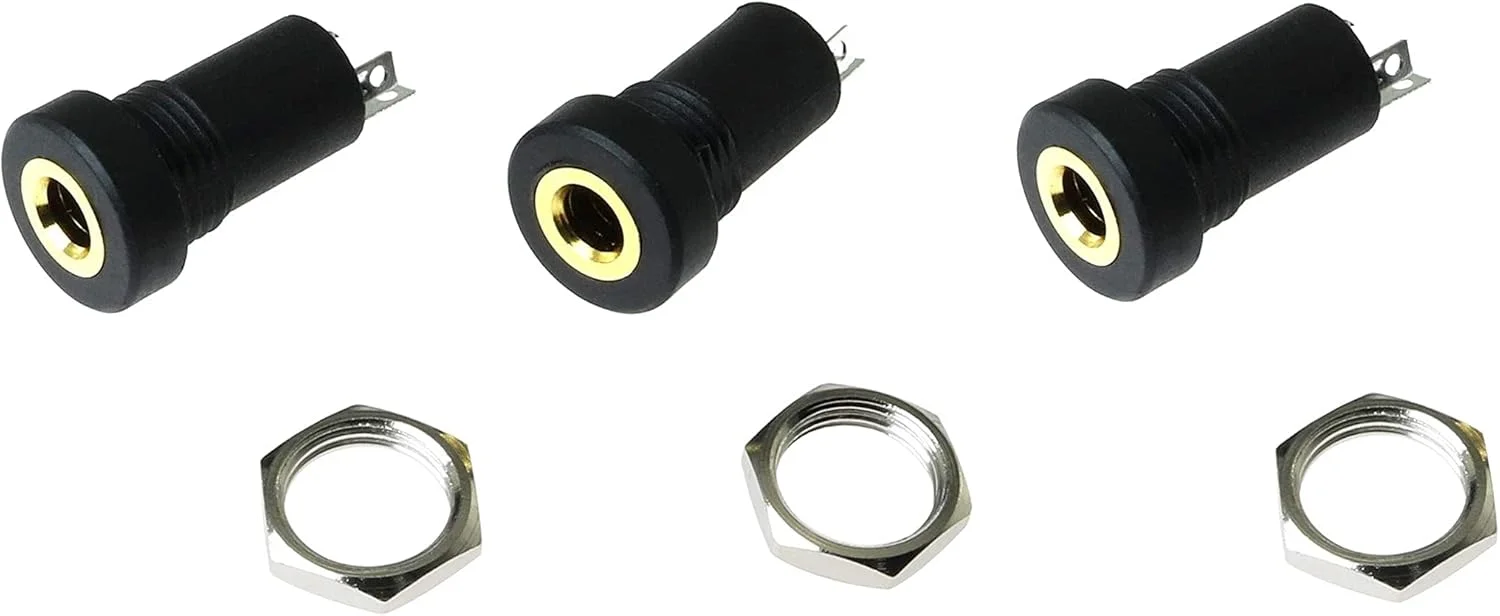 جک پنلی استریو 3.5 میلی‌متری، 3 عدد کانکتور مادگی استریو 3.5 میلی‌متری 1/8 اینچی مینی برای نصب روی پنل