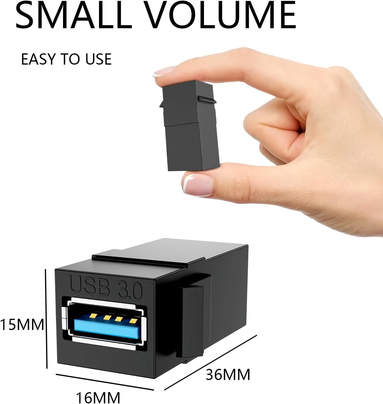 مجموعه 5 عددی تبدیل USB 3.0 مادگی به مادگی برای پنل های دیواری - مشکی