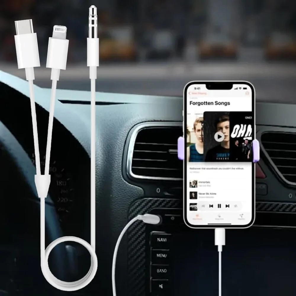 آداپتور صوتی مارگون USB Type-C و لایتنینگ به جک 3.5 میلی متری AUX برای آیفون و تلفن های اندرویدی 3 در 1 طول 100 سانتی متر