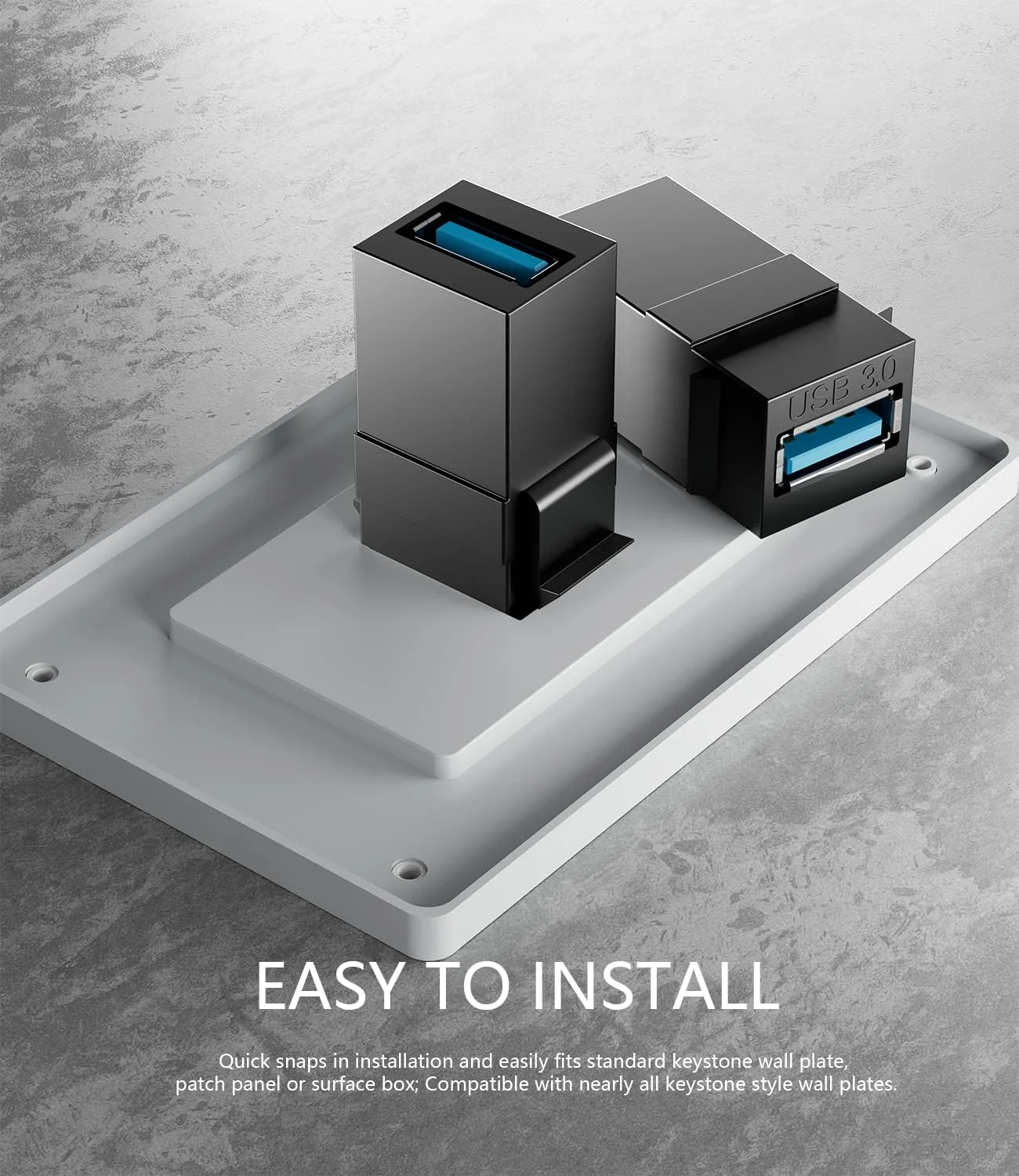 مجموعه 5 عددی تبدیل USB 3.0 مادگی به مادگی برای پنل های دیواری - مشکی