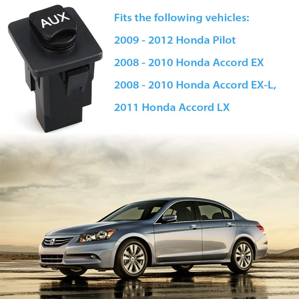 جایگزینی پورت کمکی Mango S Mango S، جک ورودی کمکی - 39112-TA0-A01 برای هوندا پایلوت 2009-2012، هوندا آکورد EX، EX-L 2008-2010، هوندا آکورد LX 2011 - دکمه فشاری، پلاگین، روشن-خاموش-روشن، مشکی