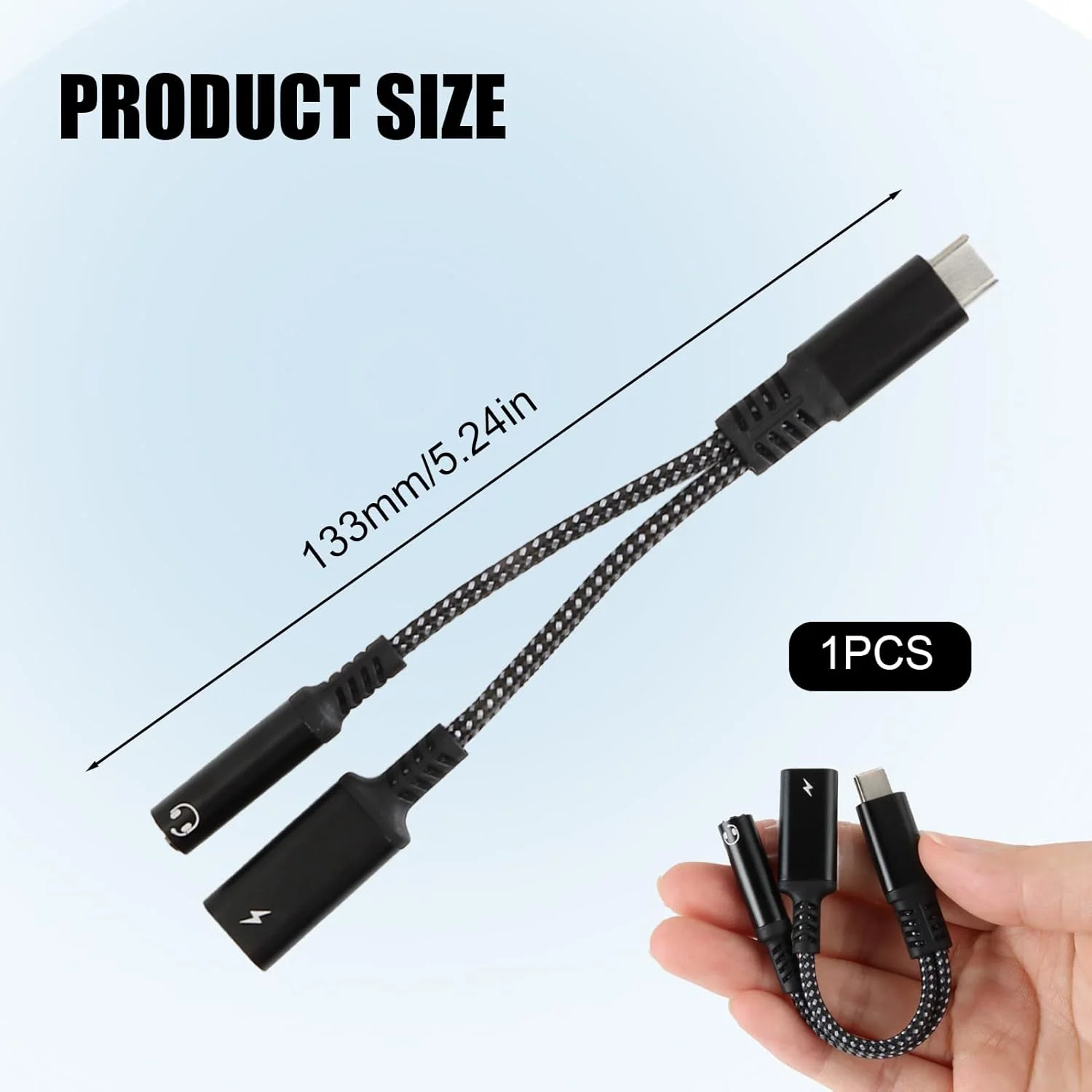 آداپتور USB-C به جک 3.5 میلی‌متری، آداپتور هدفون و شارژ 2 در 1، شارژ سریع 60 واتی PD و صدای HiFi، شارژ و گوش دادن به موسیقی 2 در 1، سازگار با تمام دستگاه‌های Type-C