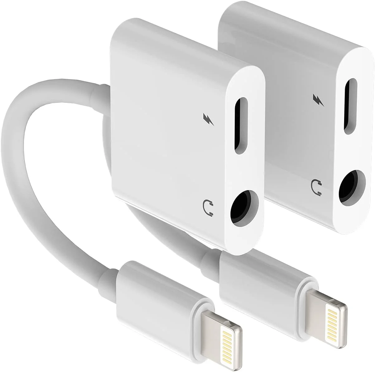 آداپتور کابل شارژ لایتنینگ به جک هدفون 3.5 میلی متری آیفون 2 در 1 (2 عددی) مبدل صدا AUX شارژر سریع منبع تغذیه دوشاخه Apple MFI لوازم جانبی اسپلیتر شارژر سریع برای 14 13 12 11 Pro Max 8 7