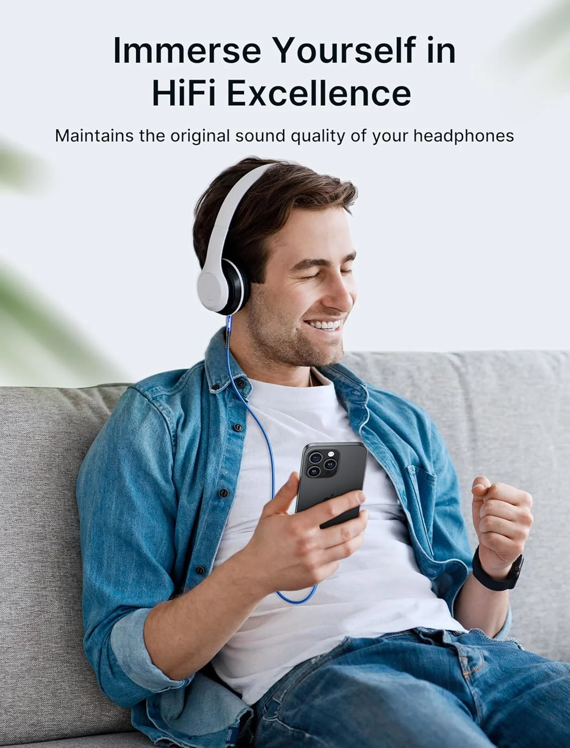 کابل USB C به جک صوتی 3.5 میلی‌متری JSAUX [2 متر]، کابل استریو هدفون USB Type C به 3.5 میلی‌متری سازگار با تلفن 15 Pro Max/15 Pro/15 Plus، iPad Pro، Samsung Galaxy S23 S22 Ultra، Pixel - آبی