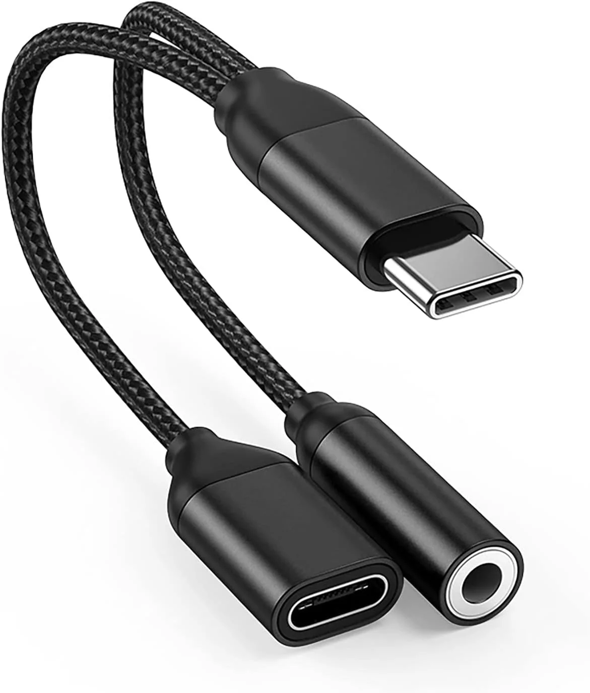 تبدیل USB C به جک هدفون 3.5 میلی‌متری و آداپتور شارژر TERRIFI، اسپلیتر 2 در 1 USB C به جک صوتی و کابل دانگل شارژ سریع، سازگار با Samsung Galaxy S20 S21+، Note 20 10، Google Pixel 2 3 4 XL