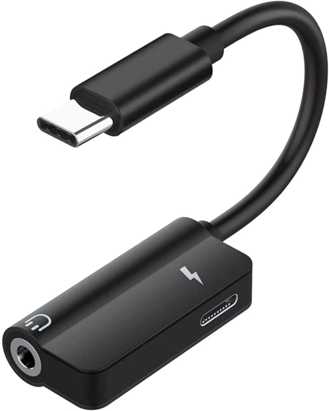 تبدیل USB-C به جک 3.5 میلی‌متری هدفون و شارژر، کابل آداپتور USB-C به AUX (مشکی، تک سایز) 2 عددی
