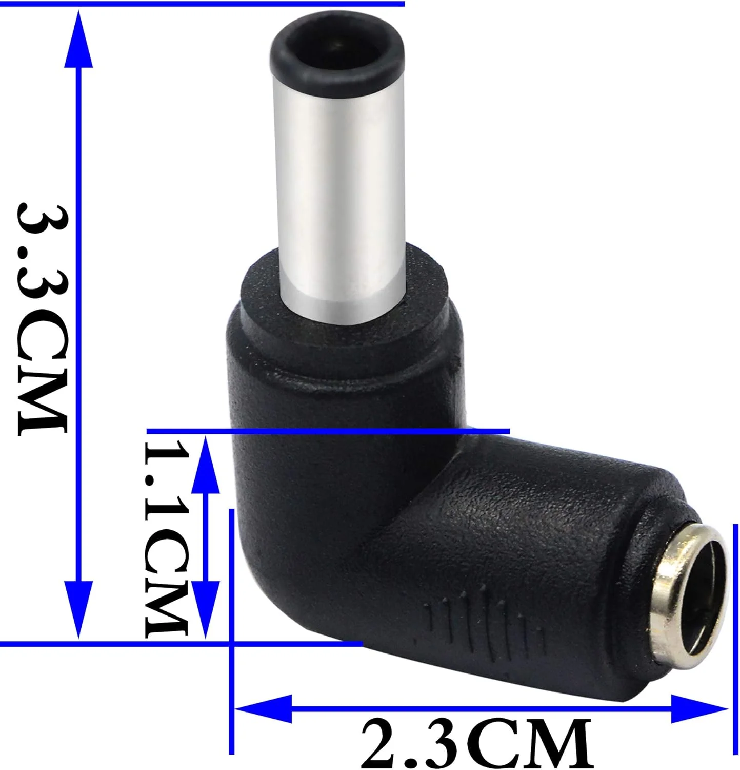 آداپتور نر DC6.0x4.3mm با زاویه 90 درجه به مادگی DC5.5x2.1mm 5 ولت، کانکتور کابل شارژ جک برق استوانه ای DC برای تبلت (DC6.0x4.3mm) (بسته 2 عددی)