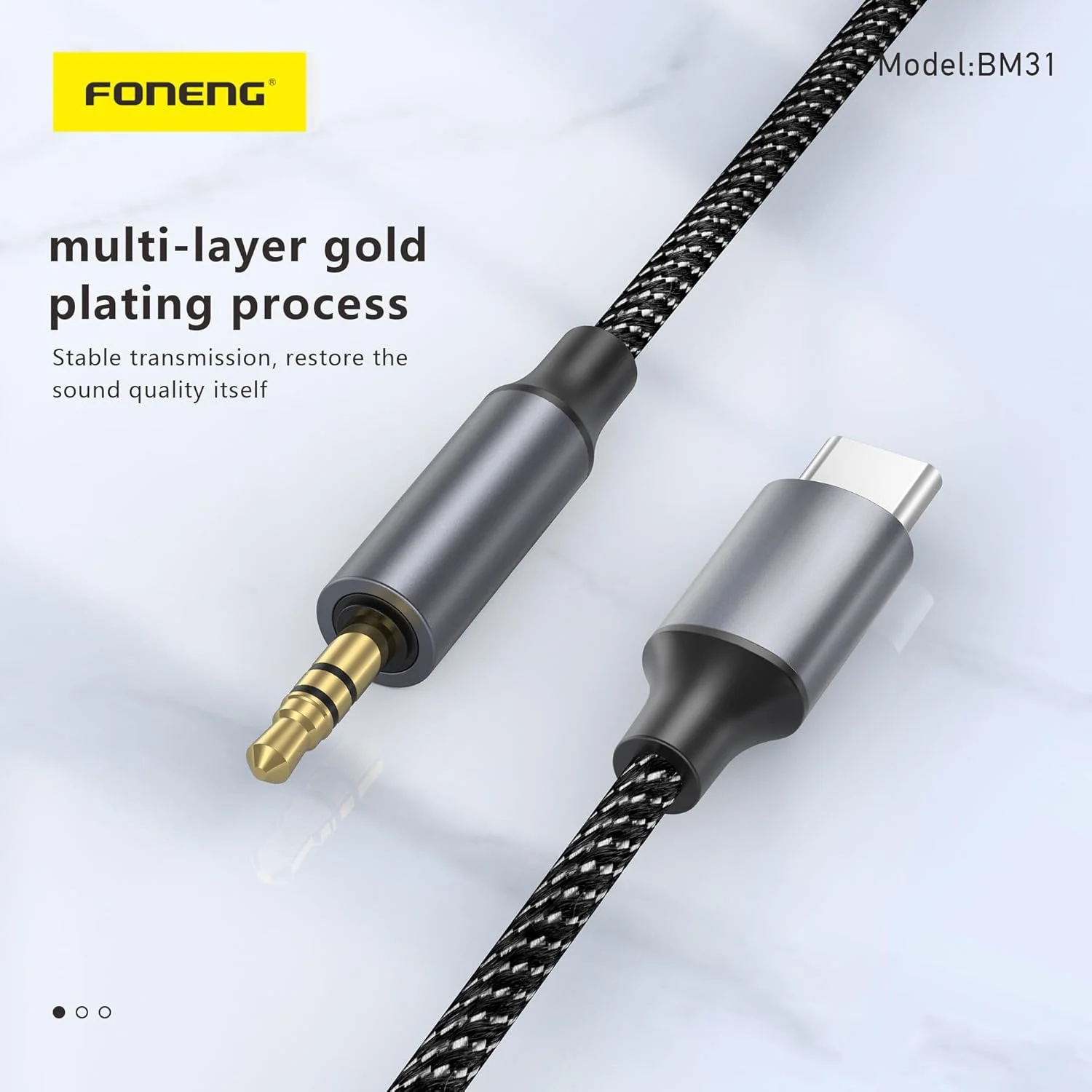 آداپتور USB-C به 3.5mm DAC - کابل Type C به جک هدفون 3.5 میلی متری، سازگار با تلفن های هوشمند، تبلت ها و استریوهای خودرو، طول 1 متر