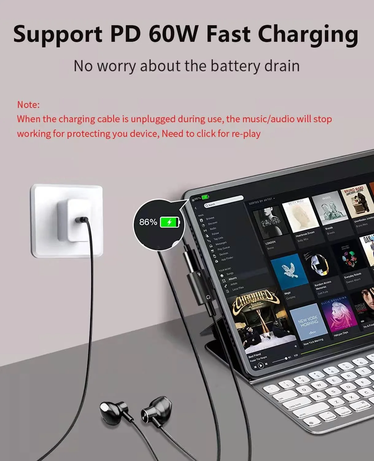 تبدیل USB C به جک هدفون 3.5 میلی متری Vcddom 2 در 1 با شارژ سریع ایمن 60 واتی PD سازگار با Google Pixel 7/6/5، iPhone 15/15Pro، Galaxy S23/S2