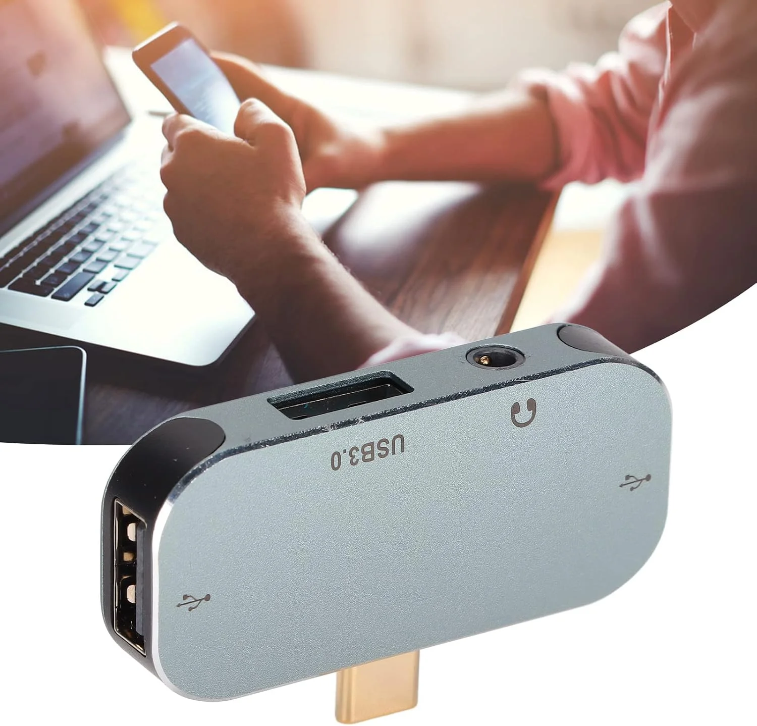 آداپتور USB C، آداپتور جهانی USB C به 3.5 میلی متری صدا، آداپتور شارژ هدفون، اسپلیتر USB C با رابط Type C/USB 3.0/3.5mm/USB 2.0