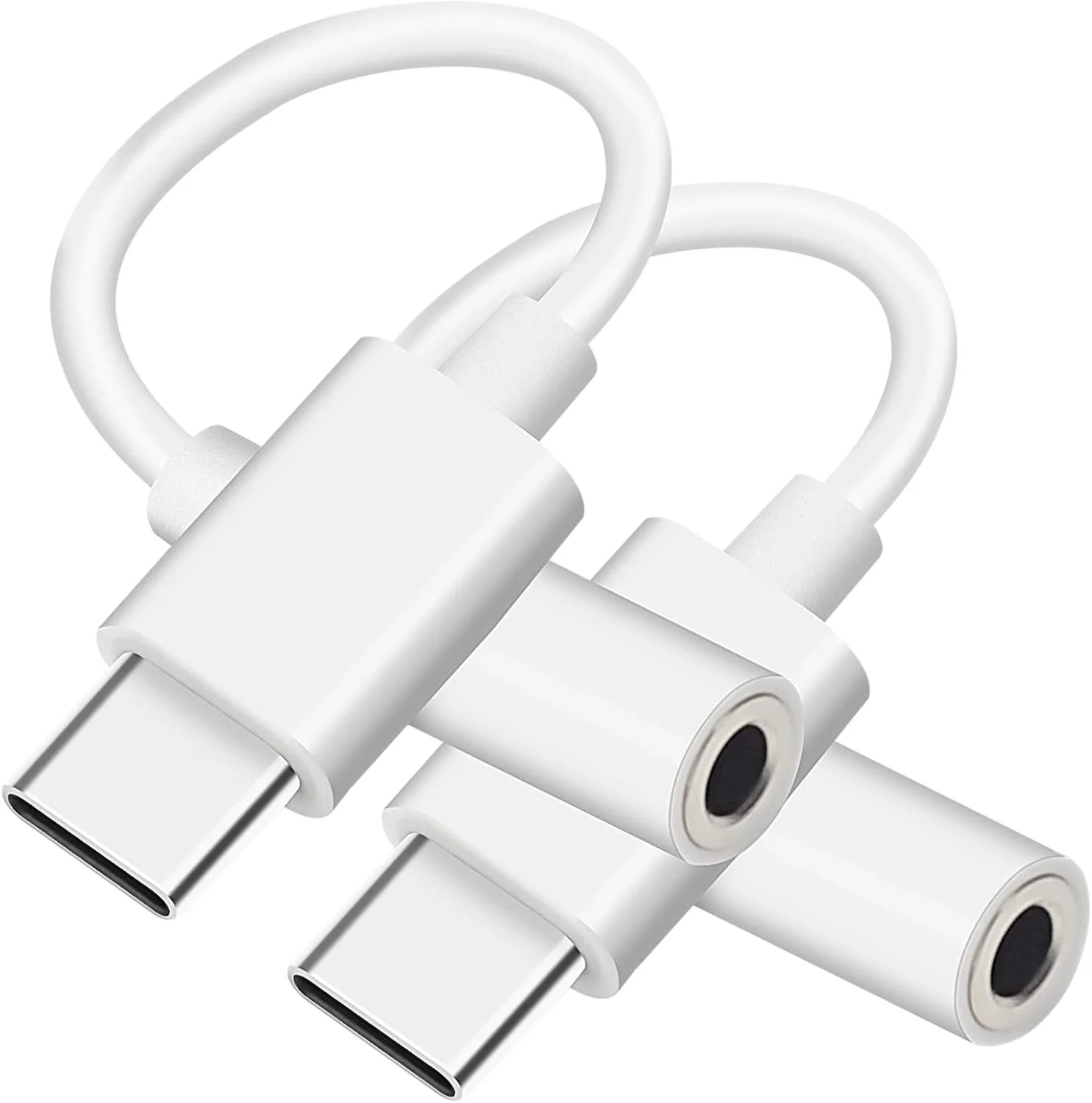 تبدیل USB-C به جک هدفون 3.5 میلی‌متری (بسته 2 عددی)، تبدیل کننده USB Type-C به کابل دانگل صوتی AUX سازگار با Samsung Galaxy S22 S21 S20 Note 20 10+ A73 A53، Pixel 6 5 4 3 و غیره