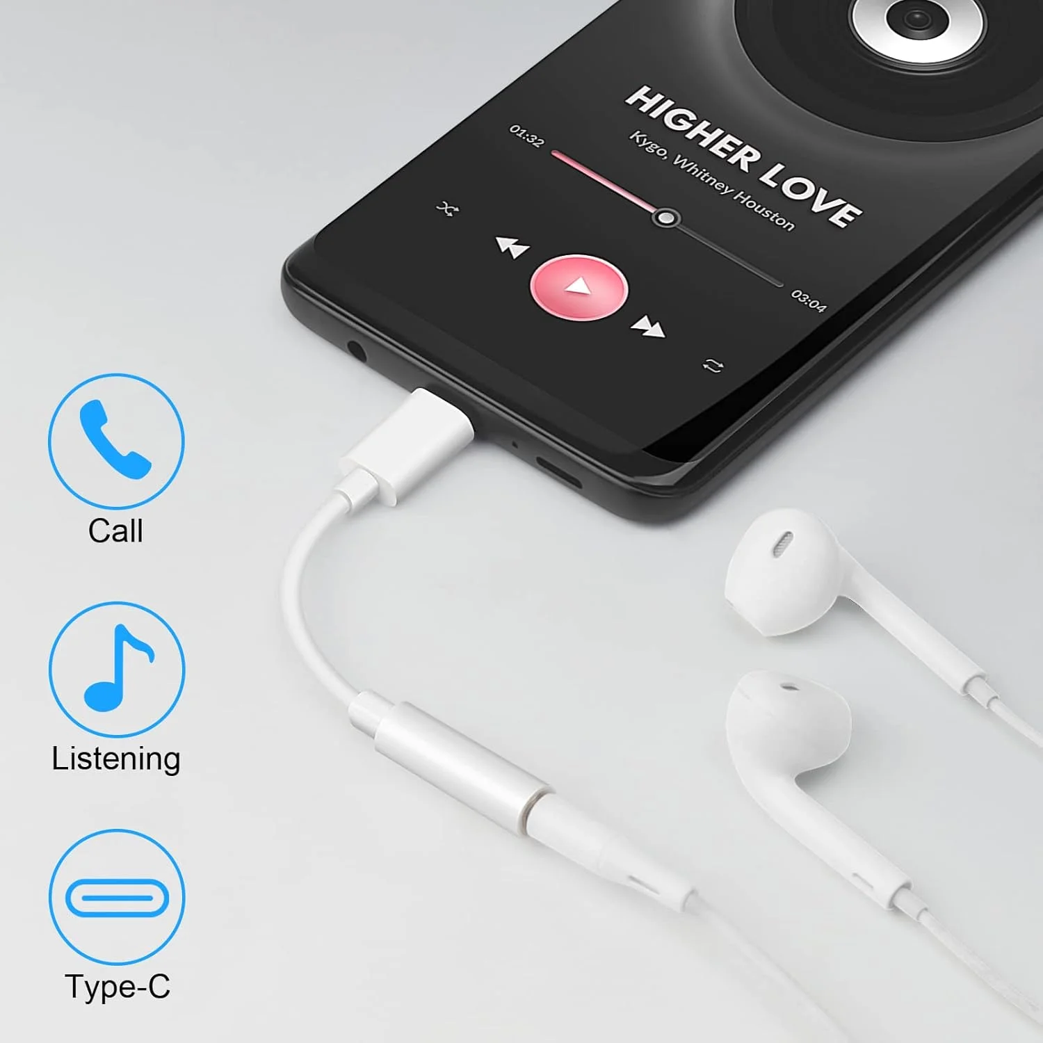 تبدیل USB-C به جک هدفون 3.5 میلی‌متری (بسته 2 عددی)، تبدیل کننده USB Type-C به کابل دانگل صوتی AUX سازگار با Samsung Galaxy S22 S21 S20 Note 20 10+ A73 A53، Pixel 6 5 4 3 و غیره