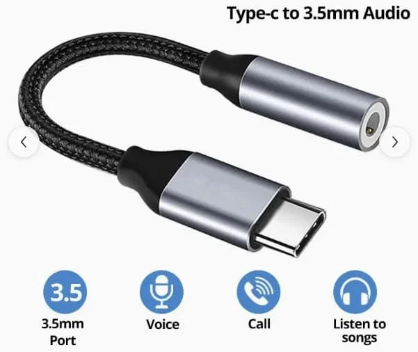 کابل صوتی Type-C به AUX، USB-C به جک هدفون 3.5 میلی‌متری، روکش نایلونی بافته شده