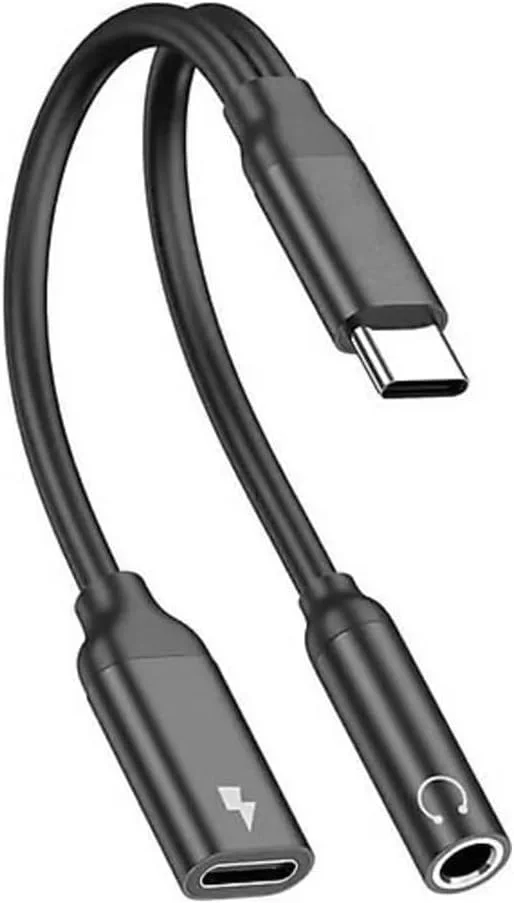 تبدیل Type-C به AUX 3.5mm هدفون و شارژ - آداپتور صدا برای تلفن های هوشمند، تبلت ها، لپ تاپ ها، خروجی صدا و شارژ همزمان، سازگار با دستگاه های USB-C