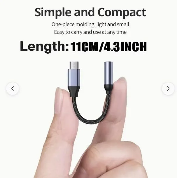 کابل صوتی Type-C به AUX، USB-C به جک هدفون 3.5 میلی‌متری، روکش نایلونی بافته شده