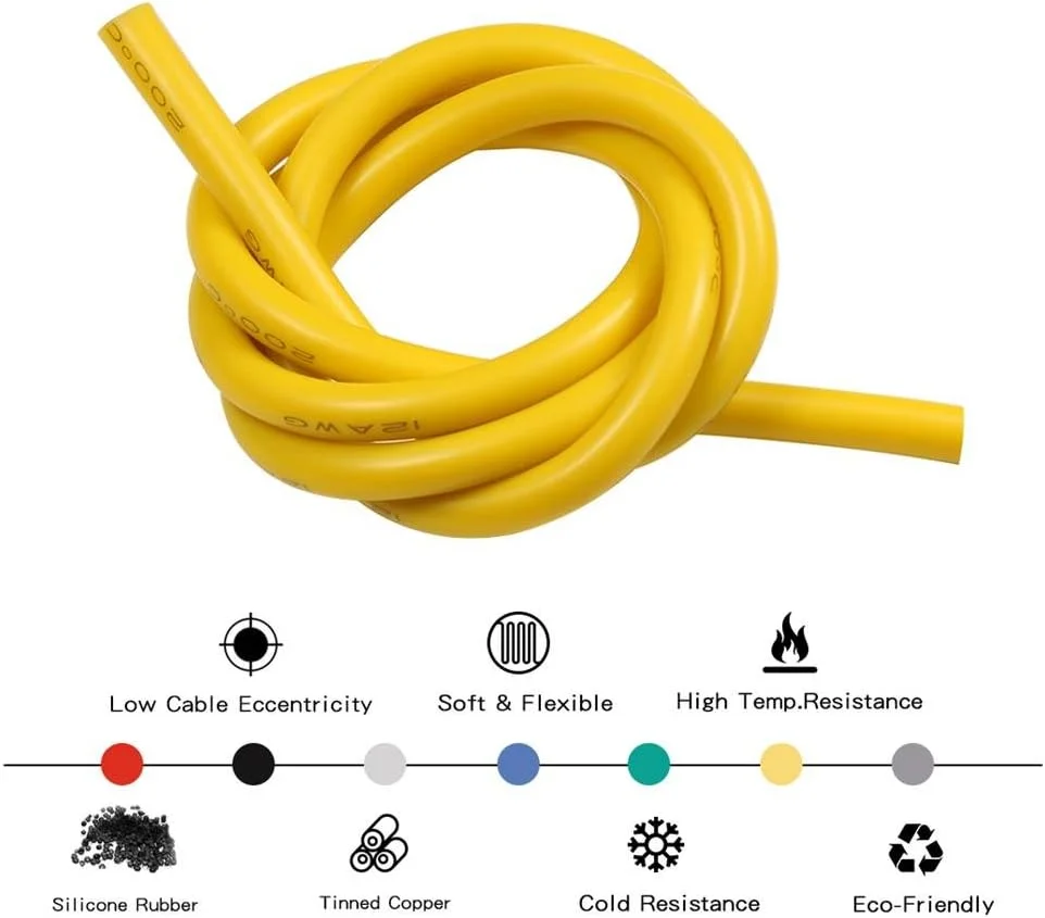 سیم سیلیکونی گیج 12 BNTECHGO، قرقره 15 متر، زرد، انعطاف پذیر، سیم مسی قلع اندود شده رشته ای گیج 12 سیم سیلیکونی گیج 12 BNTECHGO، قرقره 15 متر، زرد، انعطاف پذیر، سیم مسی قلع اندود شده رشته ای گیج 12