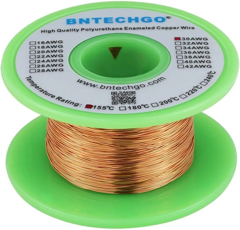 سیم لاکی BNTECHGO سایز 30 AWG - سیم مسی روکش دار - سیم پیچی لاکی روکش دار - 113 گرم - قطر 0.25 میلی متر، یک حلقه، رنگ طبیعی، تحمل دمای 155 درجه سانتیگراد، مناسب برای ترانسفورماتورها و القاگرها سیم لاکی BNTECHGO سایز 30 AWG - سیم مسی روکش دار - سیم پیچی لاکی روکش دار - 113 گرم - قطر 0.25 میلی متر، یک حلقه، رنگ طبیعی، تحمل دمای 155 درجه سانتیگراد، مناسب برای ترانسفورماتورها و القاگرها