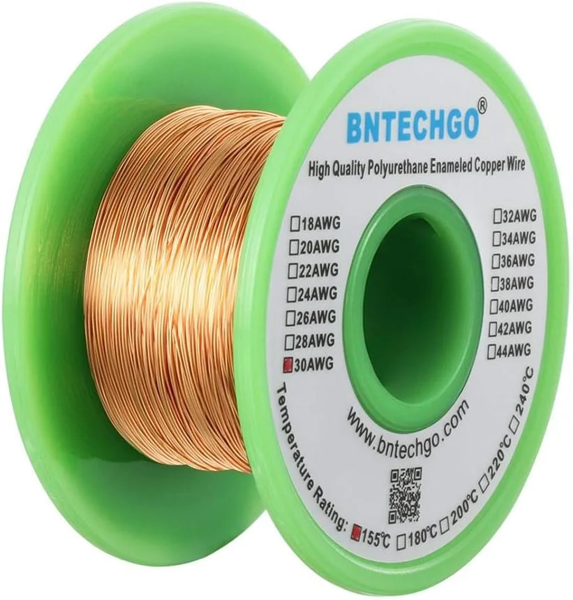 سیم لاکی BNTECHGO سایز 30 AWG - سیم مسی روکش دار - سیم پیچی لاکی روکش دار - 113 گرم - قطر 0.25 میلی متر، یک حلقه، رنگ طبیعی، تحمل دمای 155 درجه سانتیگراد، مناسب برای ترانسفورماتورها و القاگرها سیم لاکی BNTECHGO سایز 30 AWG - سیم مسی روکش دار - سیم پیچی لاکی روکش دار - 113 گرم - قطر 0.25 میلی متر، یک حلقه، رنگ طبیعی، تحمل دمای 155 درجه سانتیگراد، مناسب برای ترانسفورماتورها و القاگرها