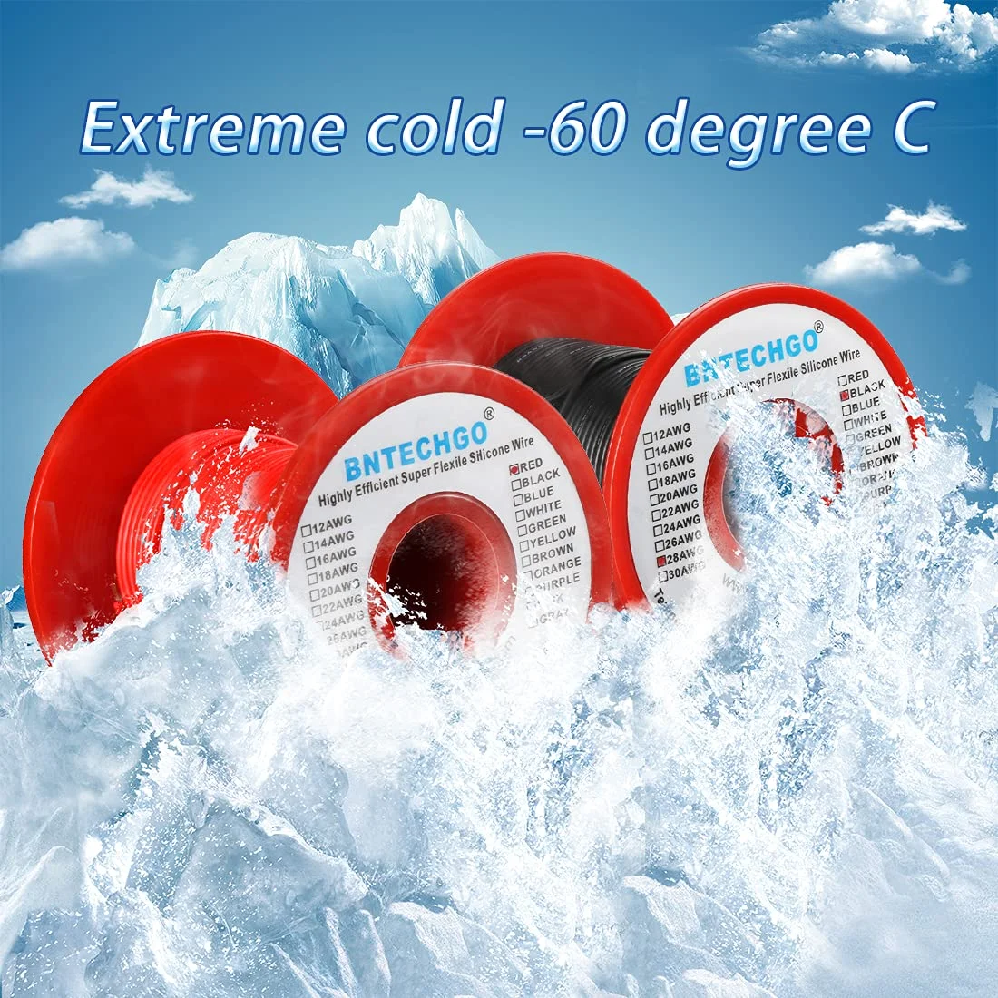 سیم سیلیکونی گیج 28 BNTECHGO، قرقره سیم قرمز و مشکی، هر کدام 75 متر، سیم مسی قلع اندود شده منعطف 28 AWG سیم سیلیکونی گیج 28 BNTECHGO، قرقره سیم قرمز و مشکی، هر کدام 75 متر، سیم مسی قلع اندود شده منعطف 28 AWG