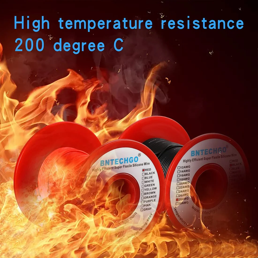 سیم سیلیکونی گیج 28 BNTECHGO، قرقره سیم قرمز و مشکی، هر کدام 75 متر، سیم مسی قلع اندود شده منعطف 28 AWG سیم سیلیکونی گیج 28 BNTECHGO، قرقره سیم قرمز و مشکی، هر کدام 75 متر، سیم مسی قلع اندود شده منعطف 28 AWG
