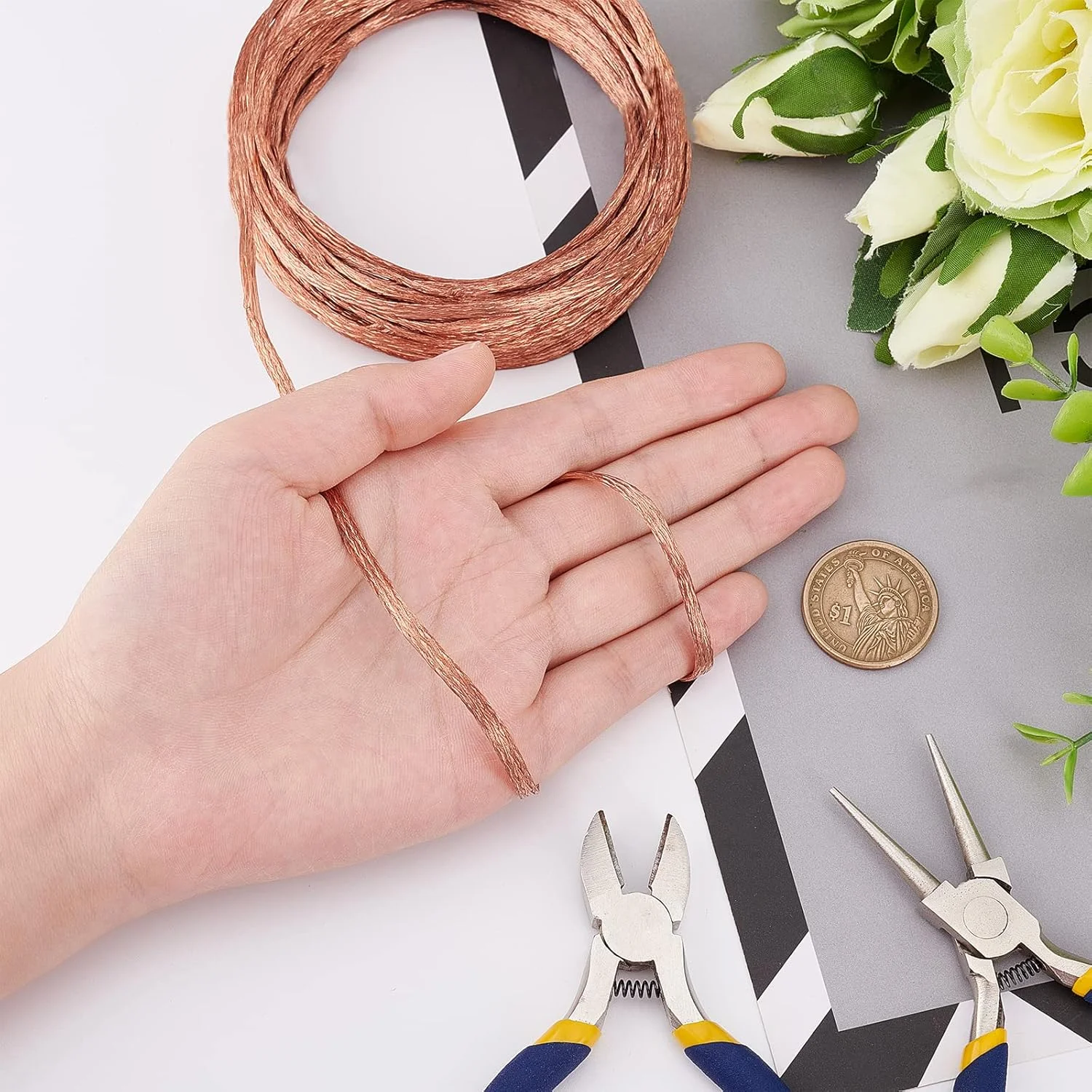 بند بافته مسی تخت BENECREAT به طول 8 متر و عرض 3 میلی متر، سیم مسی بافته شده لخت برای اتصال به زمین و کاهش نویز، ضخامت 0.8 میلی متر بند بافته مسی تخت BENECREAT به طول 8 متر و عرض 3 میلی متر، سیم مسی بافته شده لخت برای اتصال به زمین و کاهش نویز، ضخامت 0.8 میلی متر