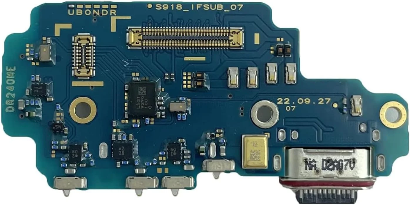تعویض درگاه شارژ گوشی سامسونگ گلکسی S22 Ultra 5G، کابل فلت درگاه شارژ USB برای تعویض سامسونگ S22 Ultra مدل S908u S908a S908w، قطعه تعمیر کانکتور Type C [نسخه ایالات متحده]