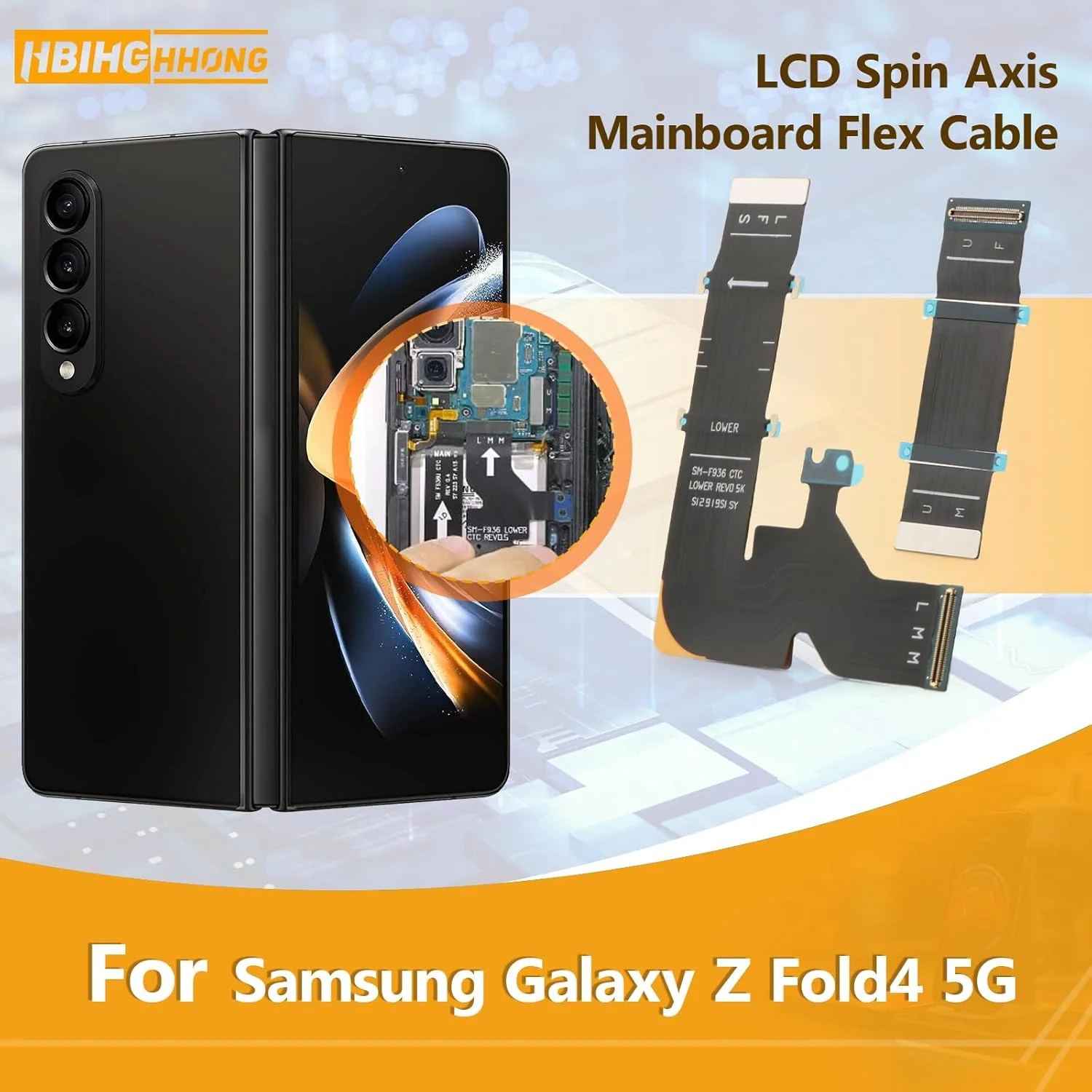 کابل فلت اتصال مادربرد گوشی سامسونگ گلکسی زد فولد 4 5G، جایگزین کابل فلت مادربرد محور چرخش LCD برای مدل‌های F936B/F936U/F936W/F9360/F936N به همراه ابزار تعمیر