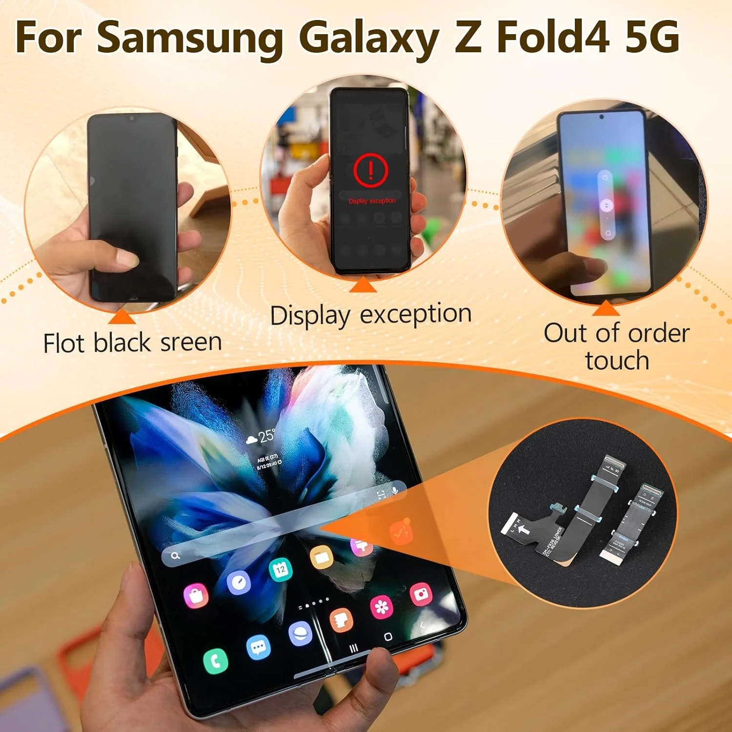 کابل فلت اتصال مادربرد گوشی سامسونگ گلکسی زد فولد 4 5G، جایگزین کابل فلت مادربرد محور چرخش LCD برای مدل‌های F936B/F936U/F936W/F9360/F936N به همراه ابزار تعمیر