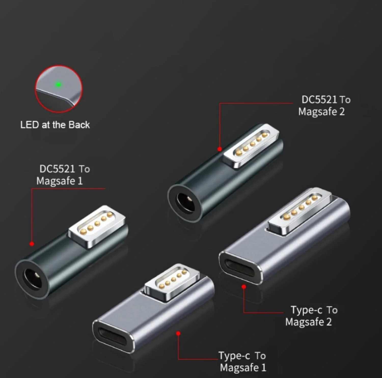 آداپتور مغناطیسی Type C به DC 5521 PD مدل SKEIDO، مناسب برای Magsafe1 و Magsafe 2 MacBook Pro، شارژ سریع 5 آمپر، تبدیل کننده پلاگین مغناطیسی USB C مادگی (DC5521 به Magsafe 1)