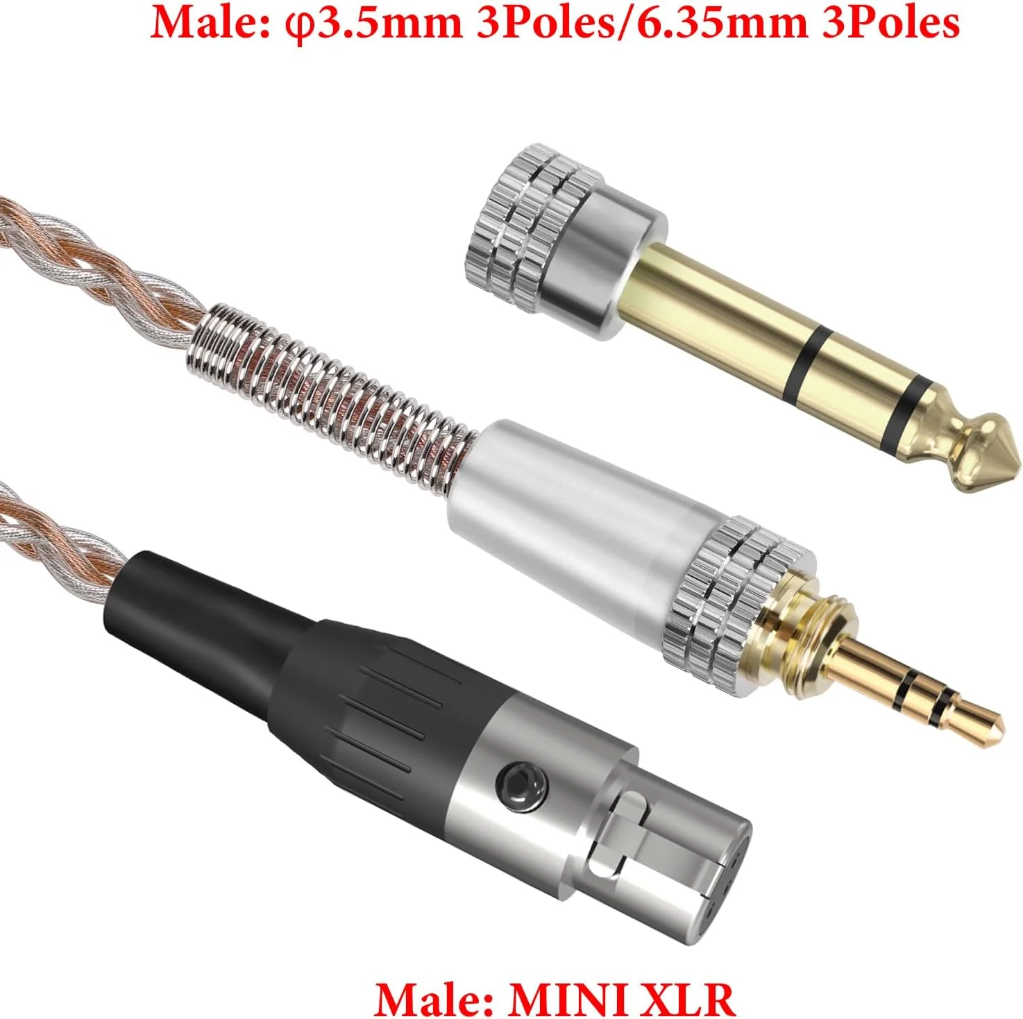 کابل صوتی ارتقا یافته با روکش نقره Geekria Apollo سازگار با هدفون های Beyerdynamic DT 900 PRO X، DT 770 PRO X، کابل جایگزین 6.35mm/3.5mm برای آمپلی فایر رومیزی (3 متر)